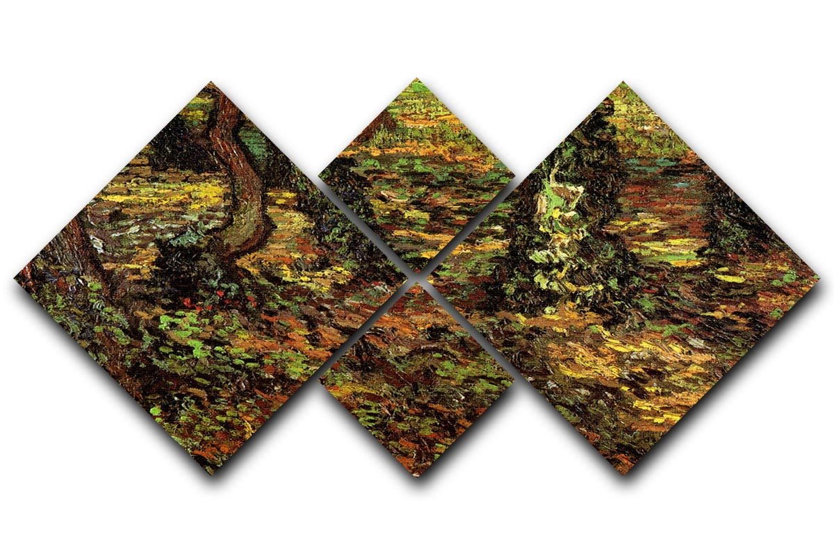 Tree Trunks with Ivy by Van Gogh 4 Square Multi Panel Canvas  - Canvas Art Rocks - 1