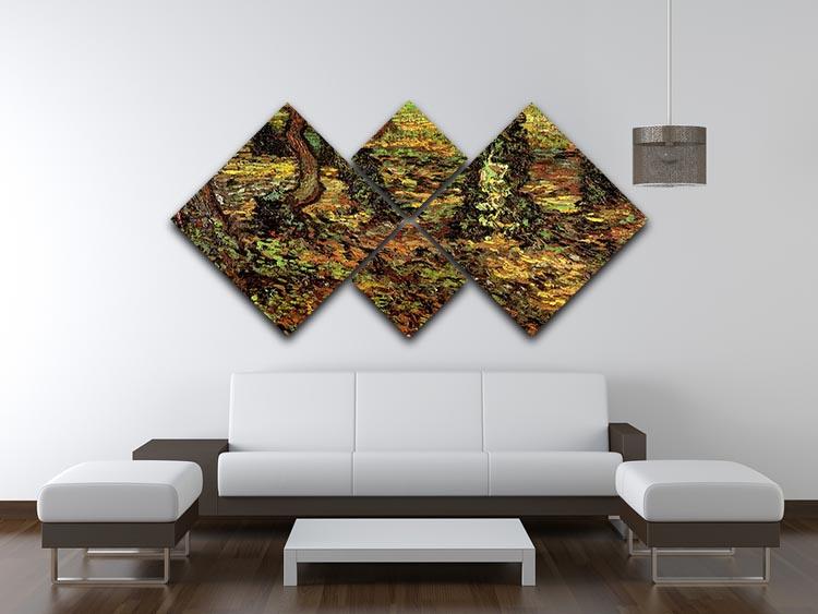 Tree Trunks with Ivy by Van Gogh 4 Square Multi Panel Canvas - Canvas Art Rocks - 3