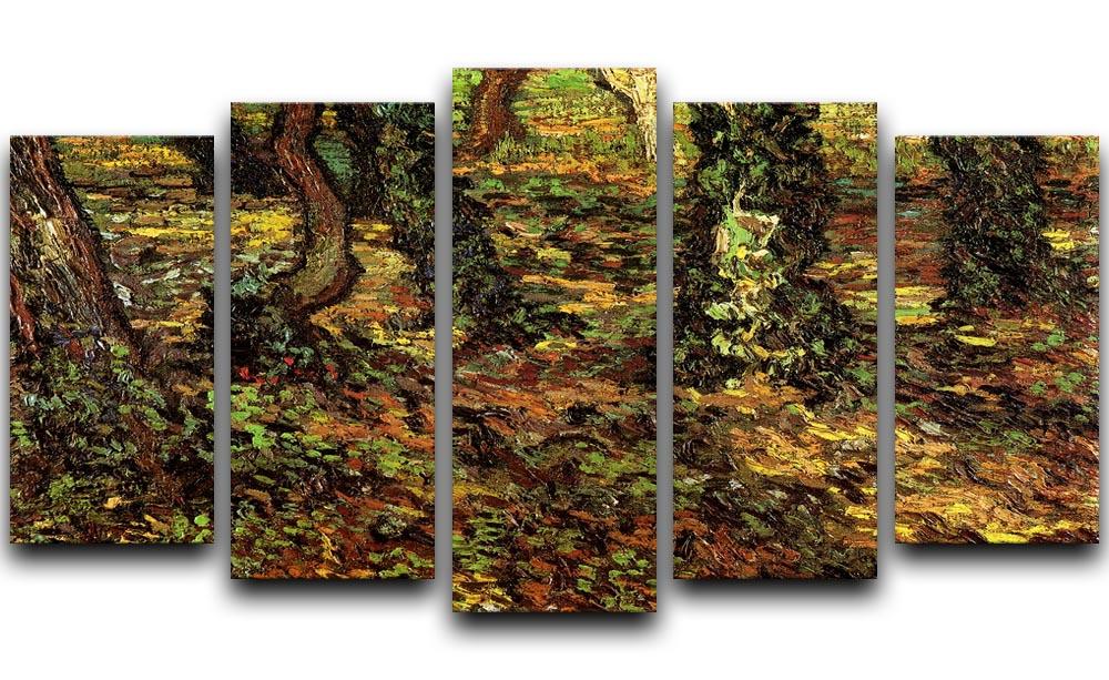 Tree Trunks with Ivy by Van Gogh 5 Split Panel Canvas  - Canvas Art Rocks - 1