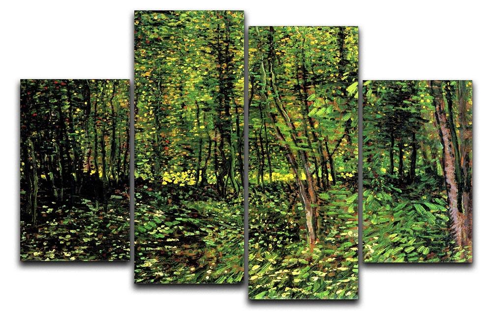 Trees and Undergrowth 2 by Van Gogh 4 Split Panel Canvas  - Canvas Art Rocks - 1