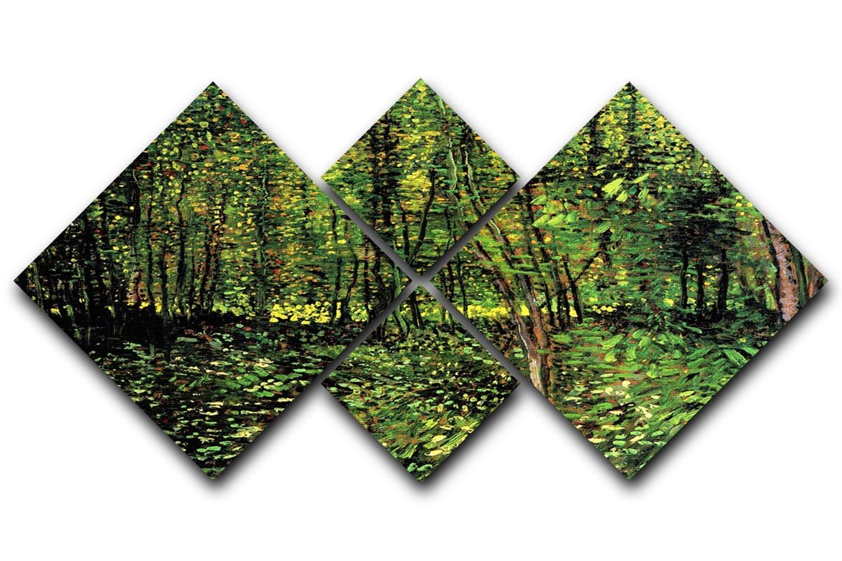 Trees and Undergrowth 2 by Van Gogh 4 Square Multi Panel Canvas  - Canvas Art Rocks - 1