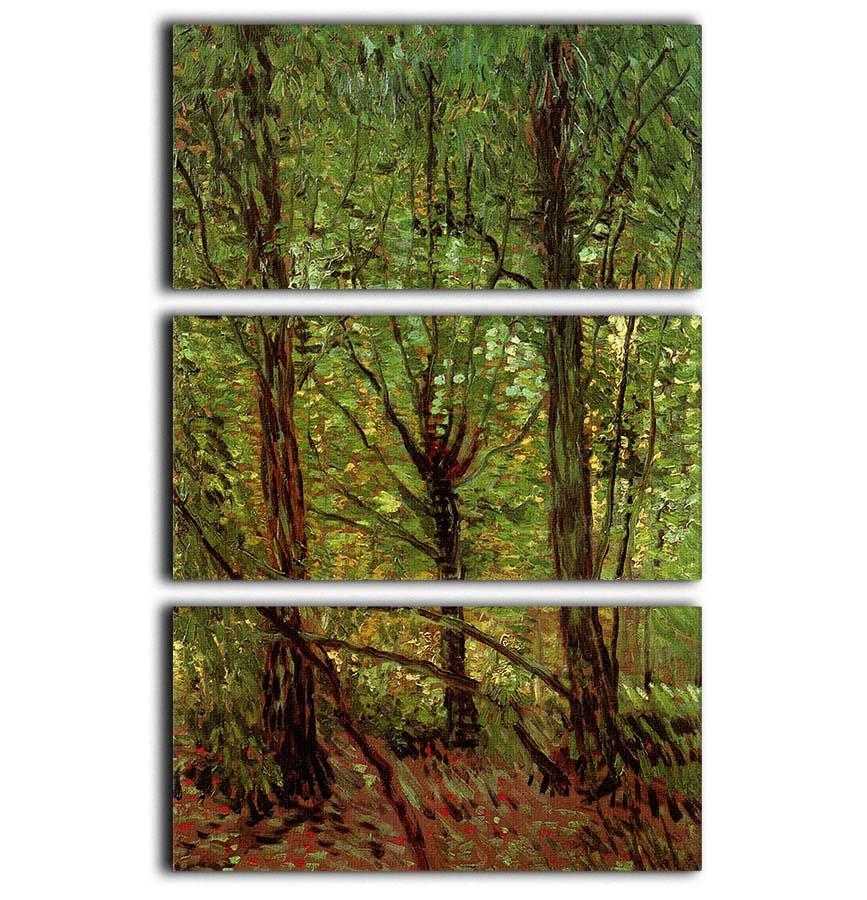 Trees and Undergrowth by Van Gogh 3 Split Panel Canvas Print - Canvas Art Rocks - 1