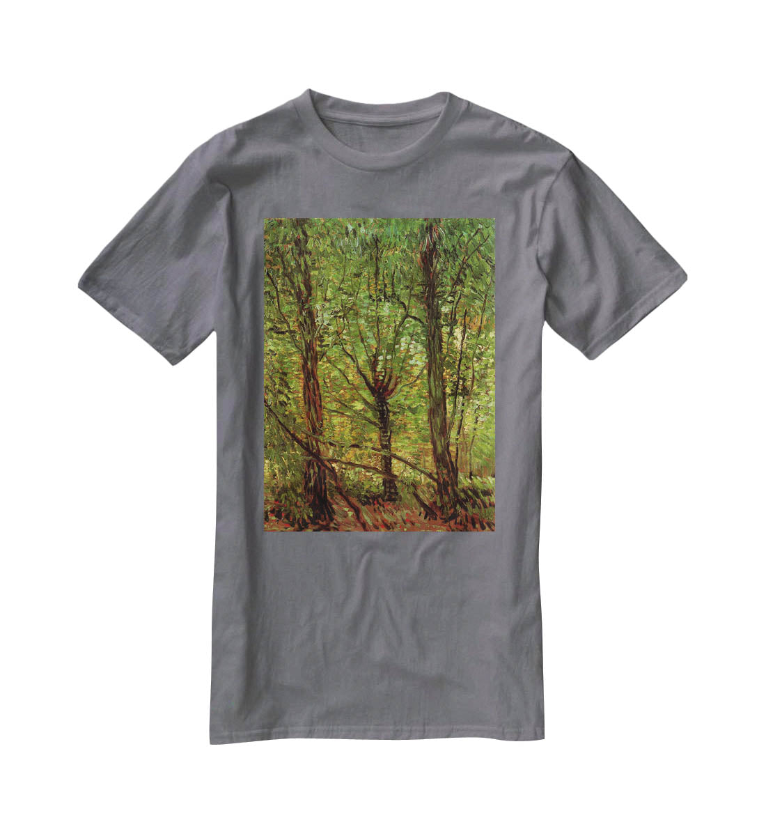 Trees and Undergrowth by Van Gogh T-Shirt - Canvas Art Rocks - 3