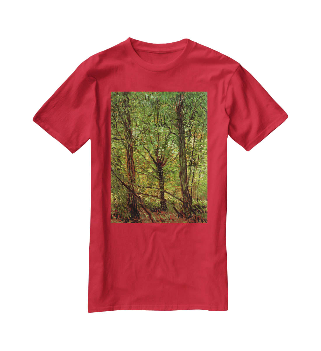 Trees and Undergrowth by Van Gogh T-Shirt - Canvas Art Rocks - 4
