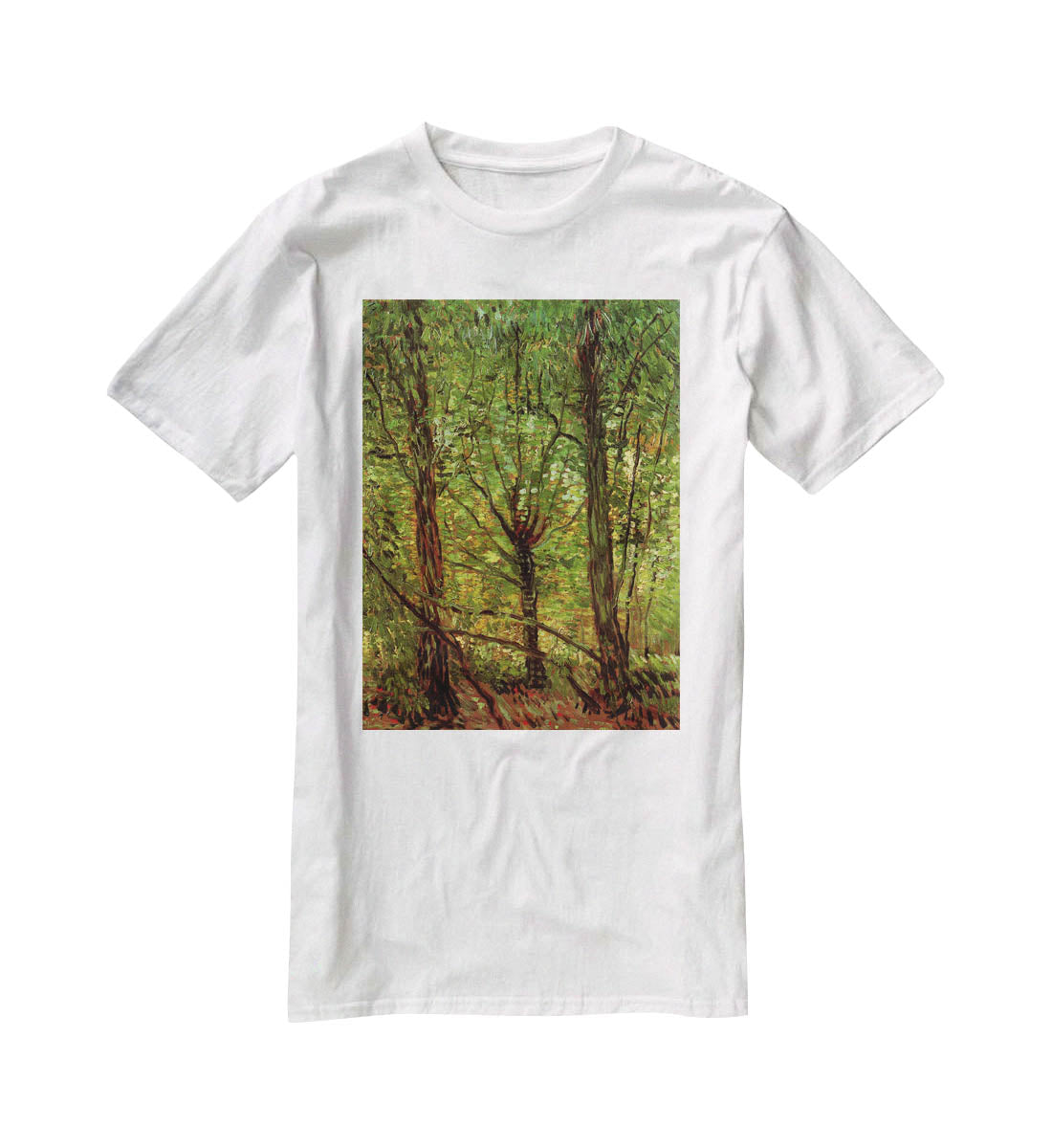 Trees and Undergrowth by Van Gogh T-Shirt - Canvas Art Rocks - 5