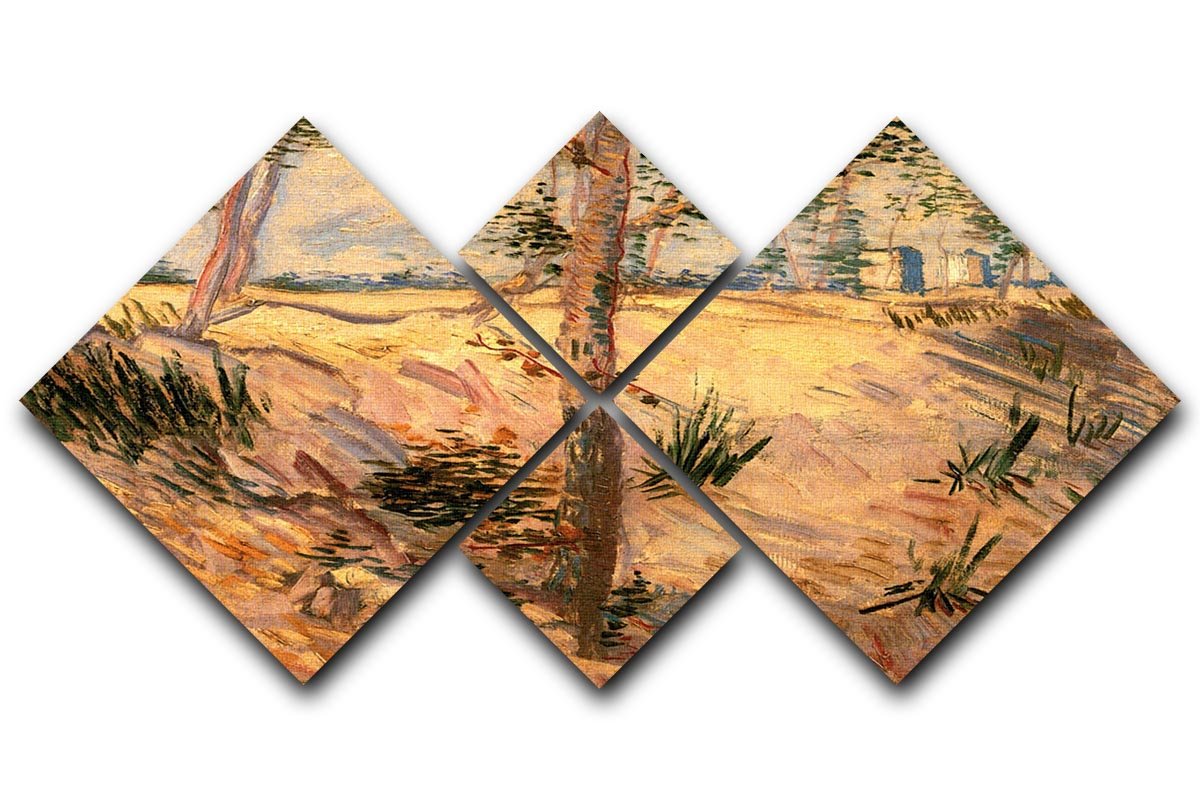 Trees in a Field on a Sunny Day by Van Gogh 4 Square Multi Panel Canvas  - Canvas Art Rocks - 1