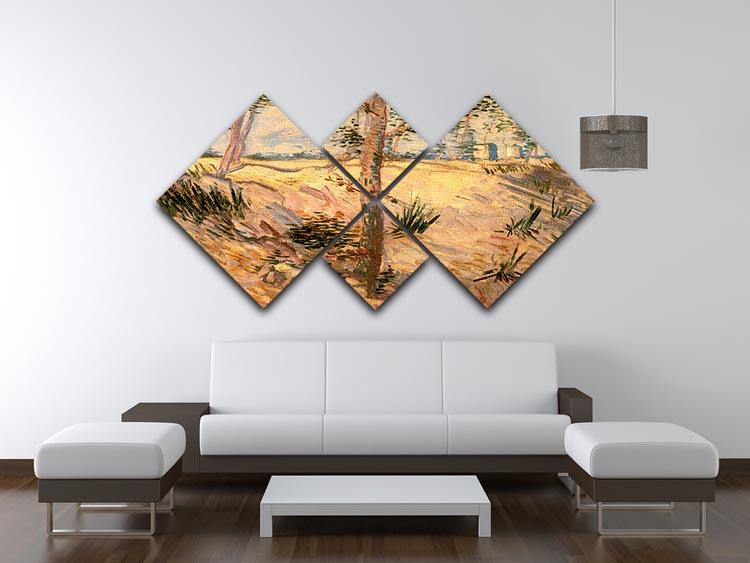 Trees in a Field on a Sunny Day by Van Gogh 4 Square Multi Panel Canvas - Canvas Art Rocks - 3