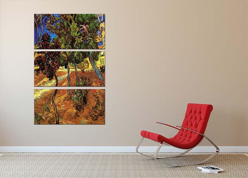 Trees in the Garden of Saint-Paul Hospital 2 by Van Gogh 3 Split Panel Canvas Print - Canvas Art Rocks - 2