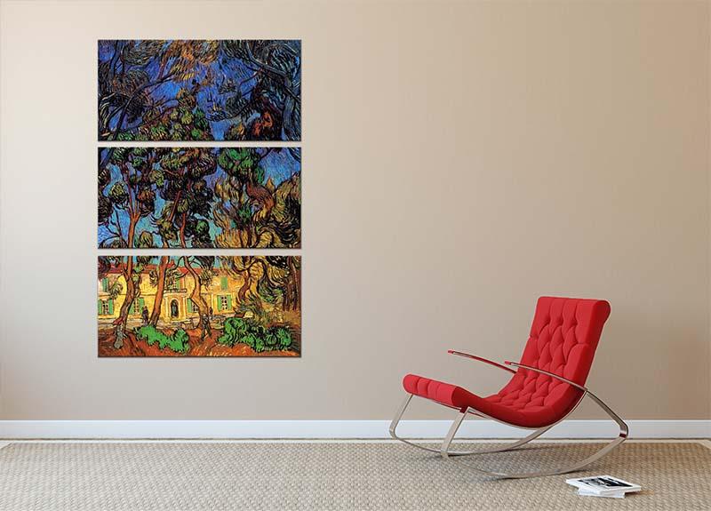 Trees in the Garden of Saint-Paul Hospital by Van Gogh 3 Split Panel Canvas Print - Canvas Art Rocks - 2