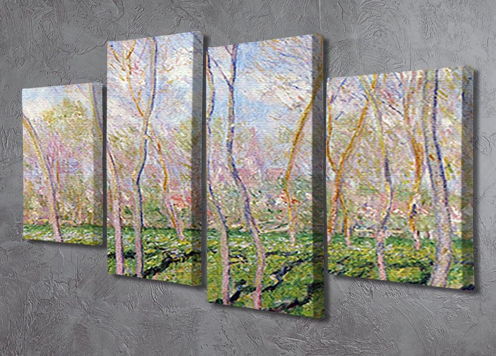 Trees in winter look at Bennecourt by Monet 4 Split Panel Canvas - Canvas Art Rocks - 2