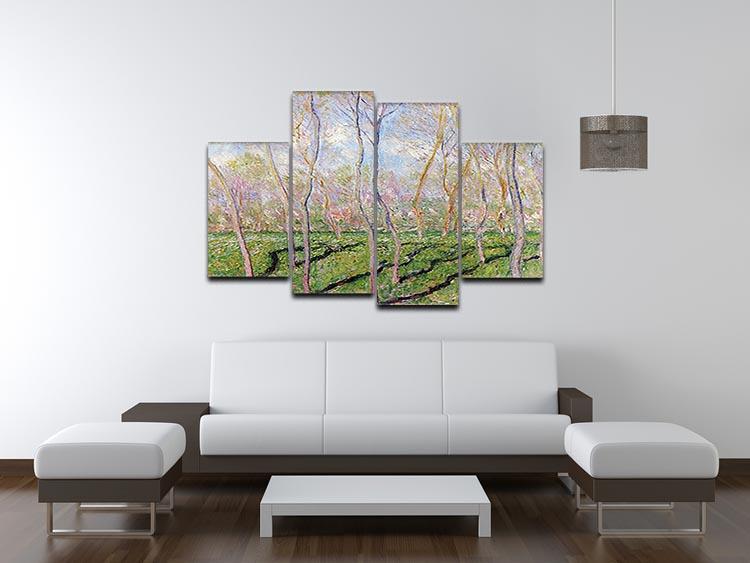 Trees in winter look at Bennecourt by Monet 4 Split Panel Canvas - Canvas Art Rocks - 3