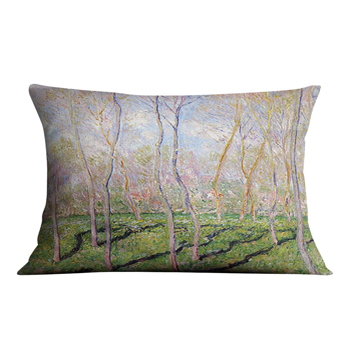 Trees in winter look at Bennecourt by Monet Cushion