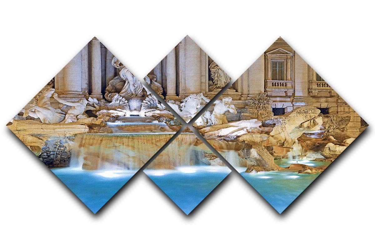 Trevi Fountain Rome 4 Square Multi Panel Canvas  - Canvas Art Rocks - 1
