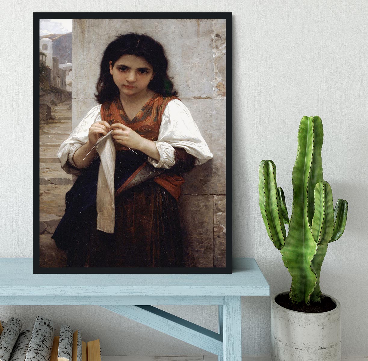 Tricoteuse By Bouguereau Framed Print - Canvas Art Rocks - 2