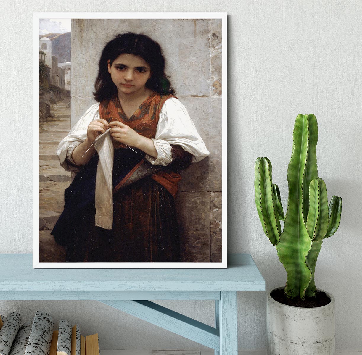 Tricoteuse By Bouguereau Framed Print - Canvas Art Rocks -6