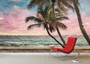 Tropical Beach At Sunset Wall Mural Wallpaper - Canvas Art Rocks - 2