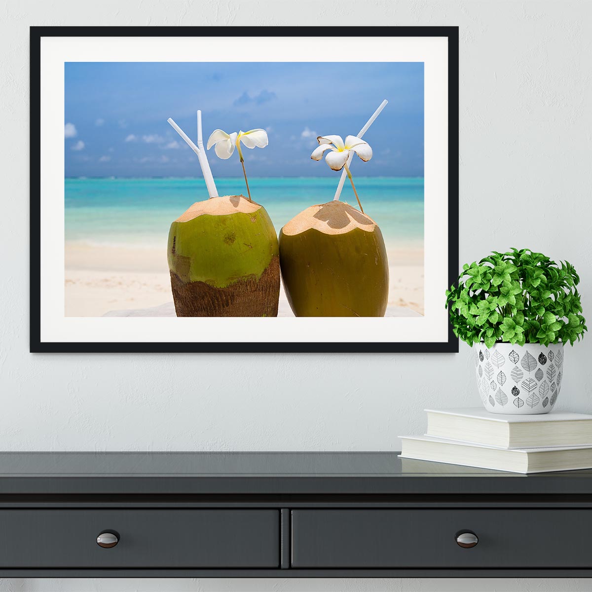 Tropical Coconut Cocktail Framed Print - Canvas Art Rocks - 1