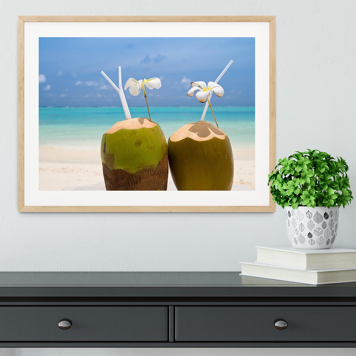 Tropical Coconut Cocktail Framed Print - Canvas Art Rocks - 3