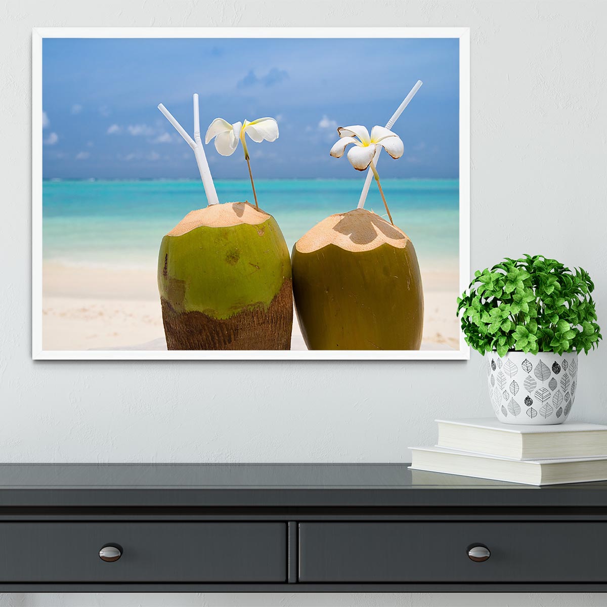 Tropical Coconut Cocktail Framed Print - Canvas Art Rocks -6
