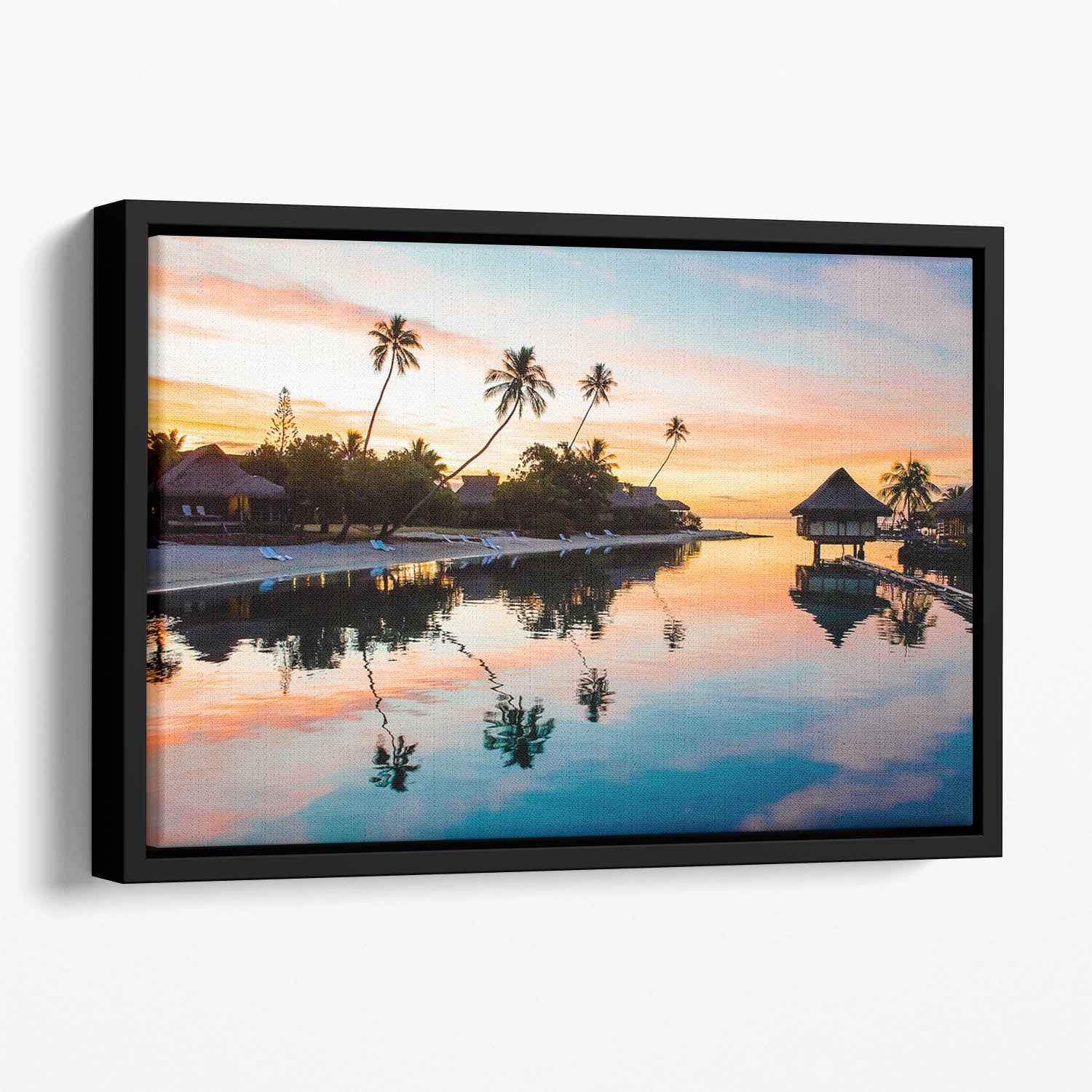 Tropical Sunset at Moorea Floating Framed Canvas