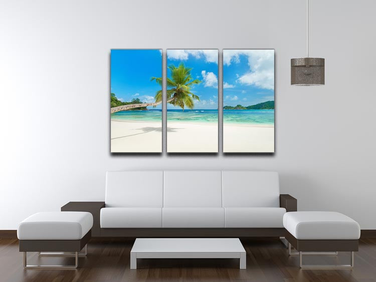 Tropical beach Baie Lazare 3 Split Panel Canvas Print - Canvas Art Rocks - 3