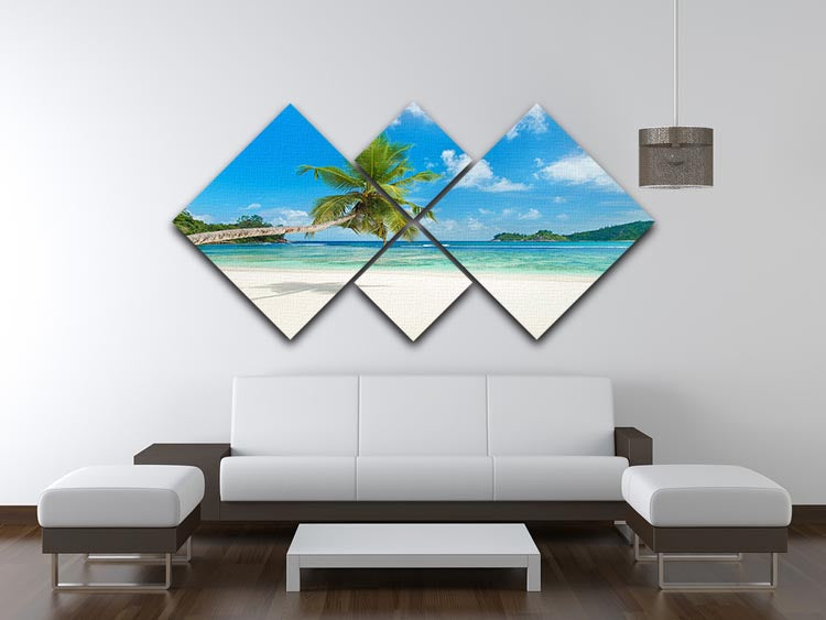 Tropical beach Baie Lazare 4 Square Multi Panel Canvas - Canvas Art Rocks - 3
