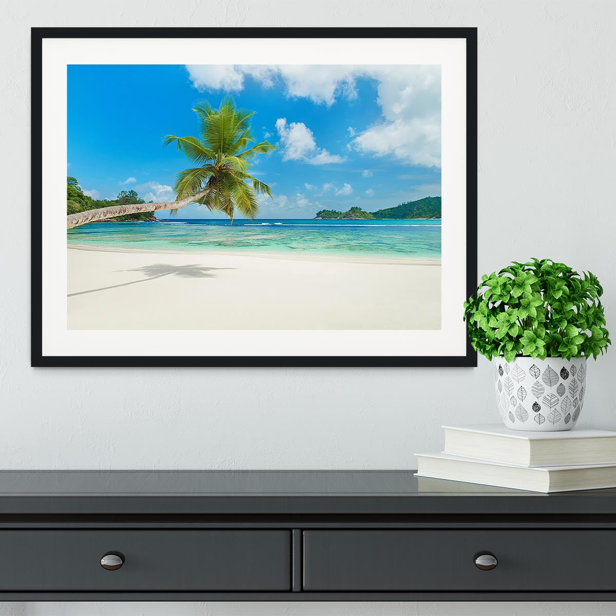 Tropical beach Baie Lazare Framed Print - Canvas Art Rocks - 1