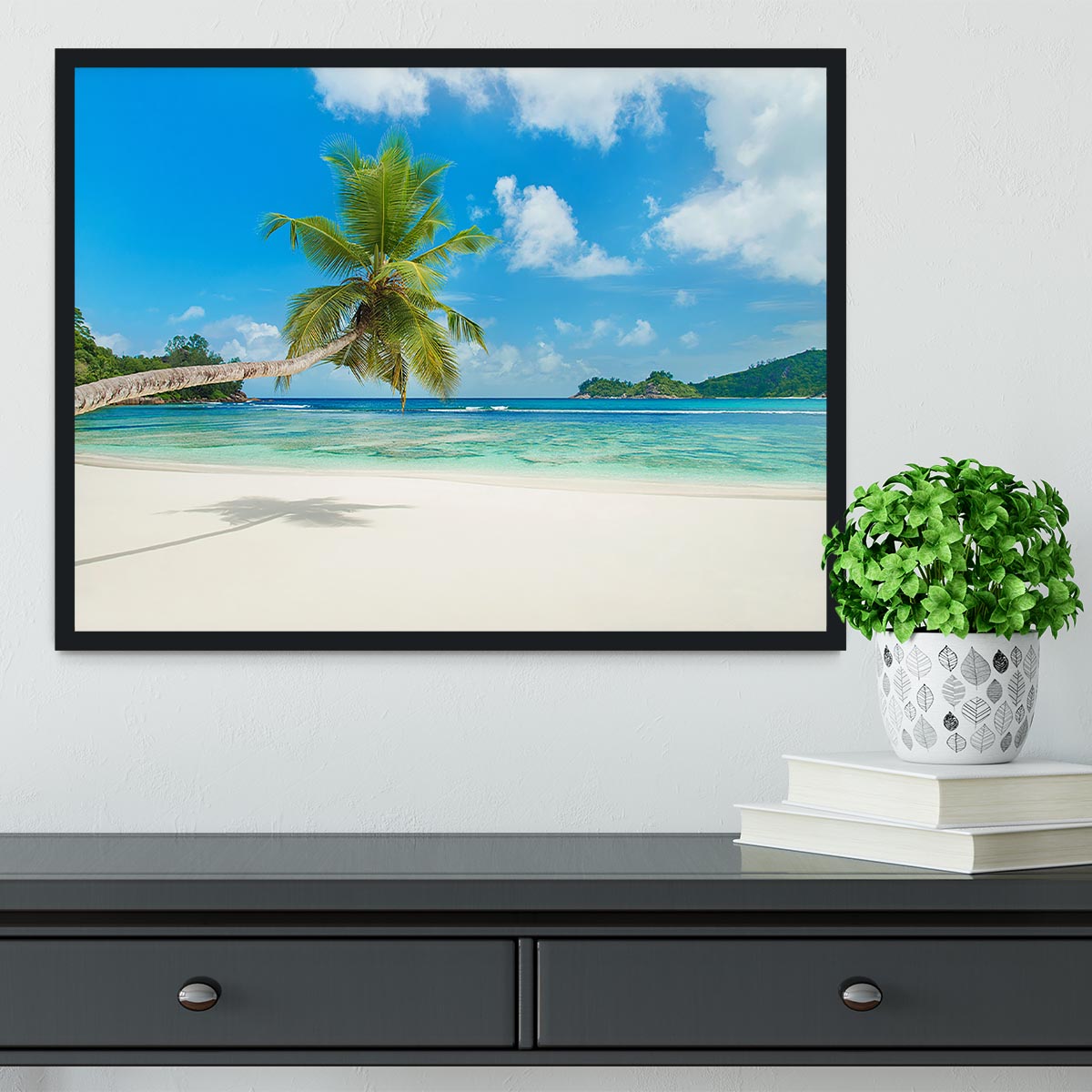 Tropical beach Baie Lazare Framed Print - Canvas Art Rocks - 2