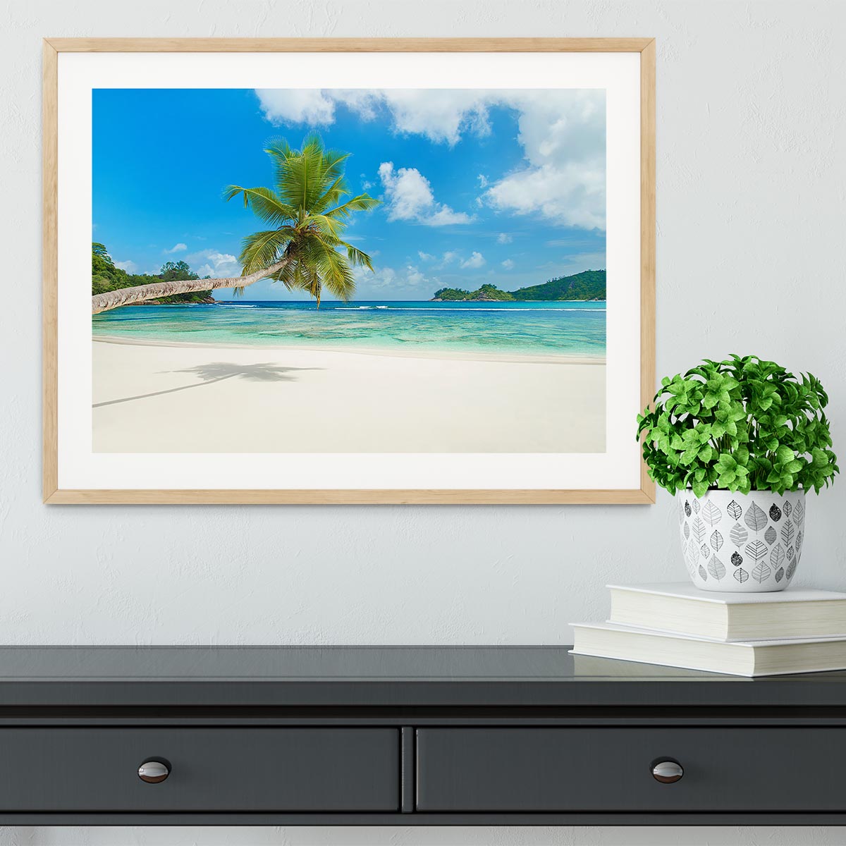 Tropical beach Baie Lazare Framed Print - Canvas Art Rocks - 3