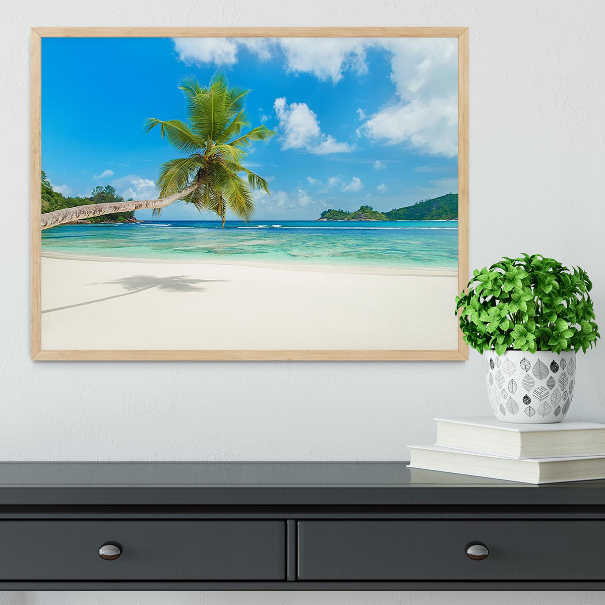 Tropical beach Baie Lazare Framed Print - Canvas Art Rocks - 4