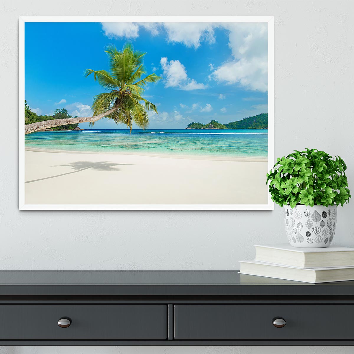 Tropical beach Baie Lazare Framed Print - Canvas Art Rocks -6