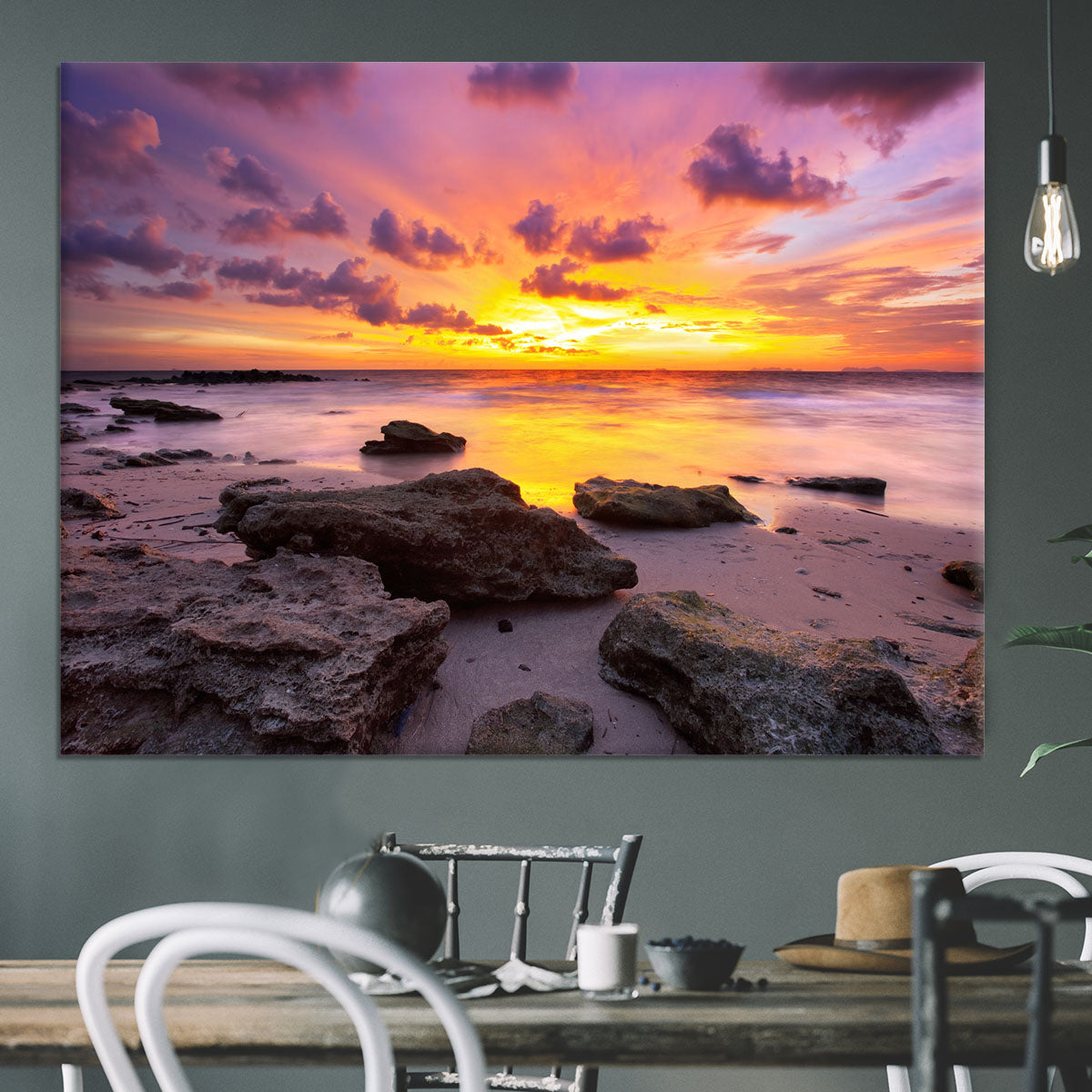 Tropical beach at beautiful sunset Canvas Print or Poster - Canvas Art Rocks - 3