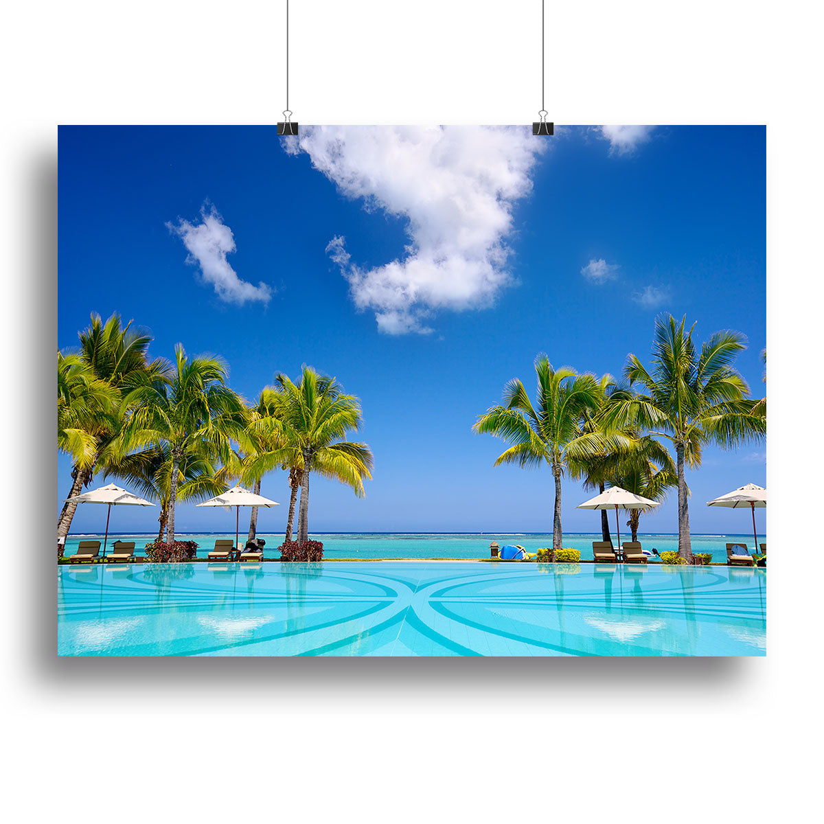 Tropical beach resort with lounge chairs Canvas Print or Poster - Canvas Art Rocks - 2