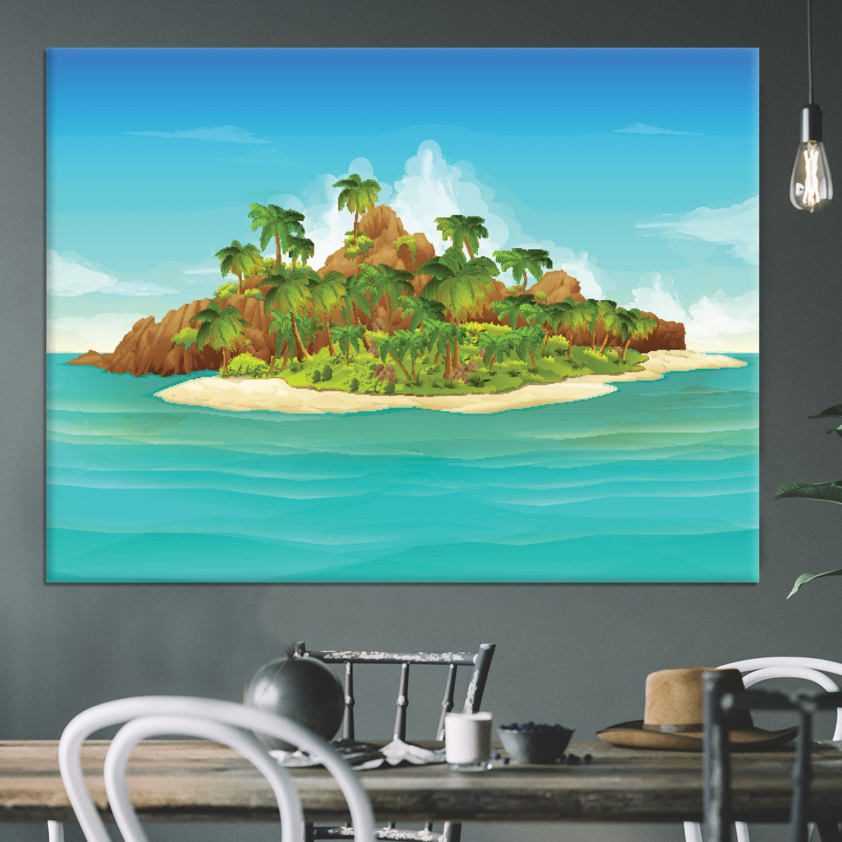 Tropical island vector Canvas Print or Poster - Canvas Art Rocks - 3