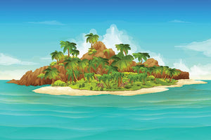 Tropical island vector Wall Mural Wallpaper - Canvas Art Rocks - 1