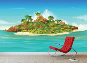 Tropical island vector Wall Mural Wallpaper - Canvas Art Rocks - 3