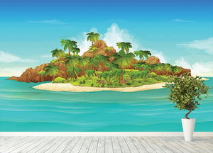 Tropical island vector Wall Mural Wallpaper - Canvas Art Rocks - 4