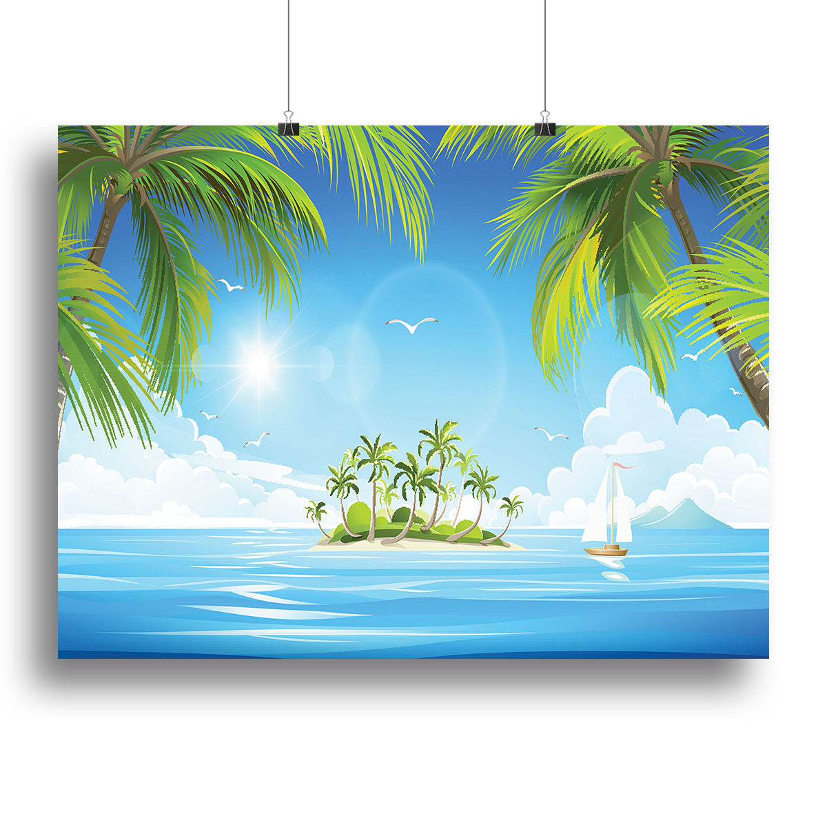Tropical island with palm trees Canvas Print or Poster - Canvas Art Rocks - 2