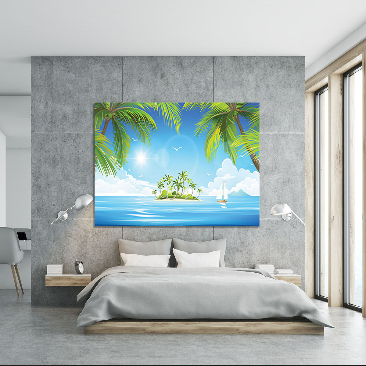 Tropical island with palm trees Canvas Print or Poster - Canvas Art Rocks - 5