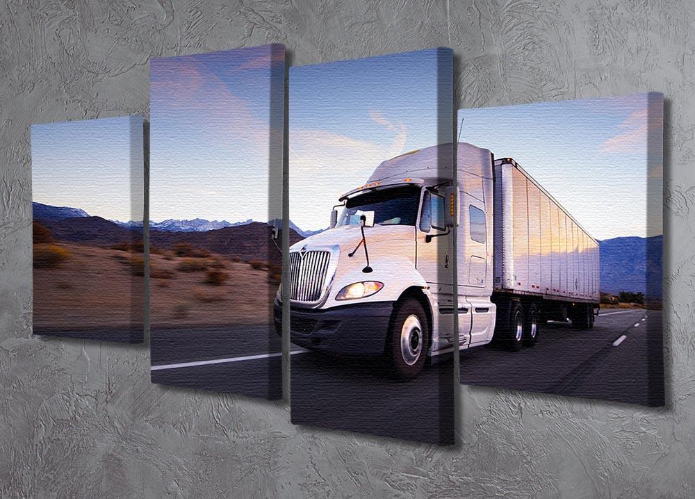 Truck and highway at sunset 4 Split Panel Canvas  - Canvas Art Rocks - 2