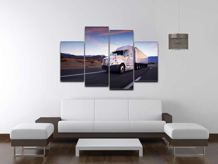 Truck and highway at sunset 4 Split Panel Canvas  - Canvas Art Rocks - 3