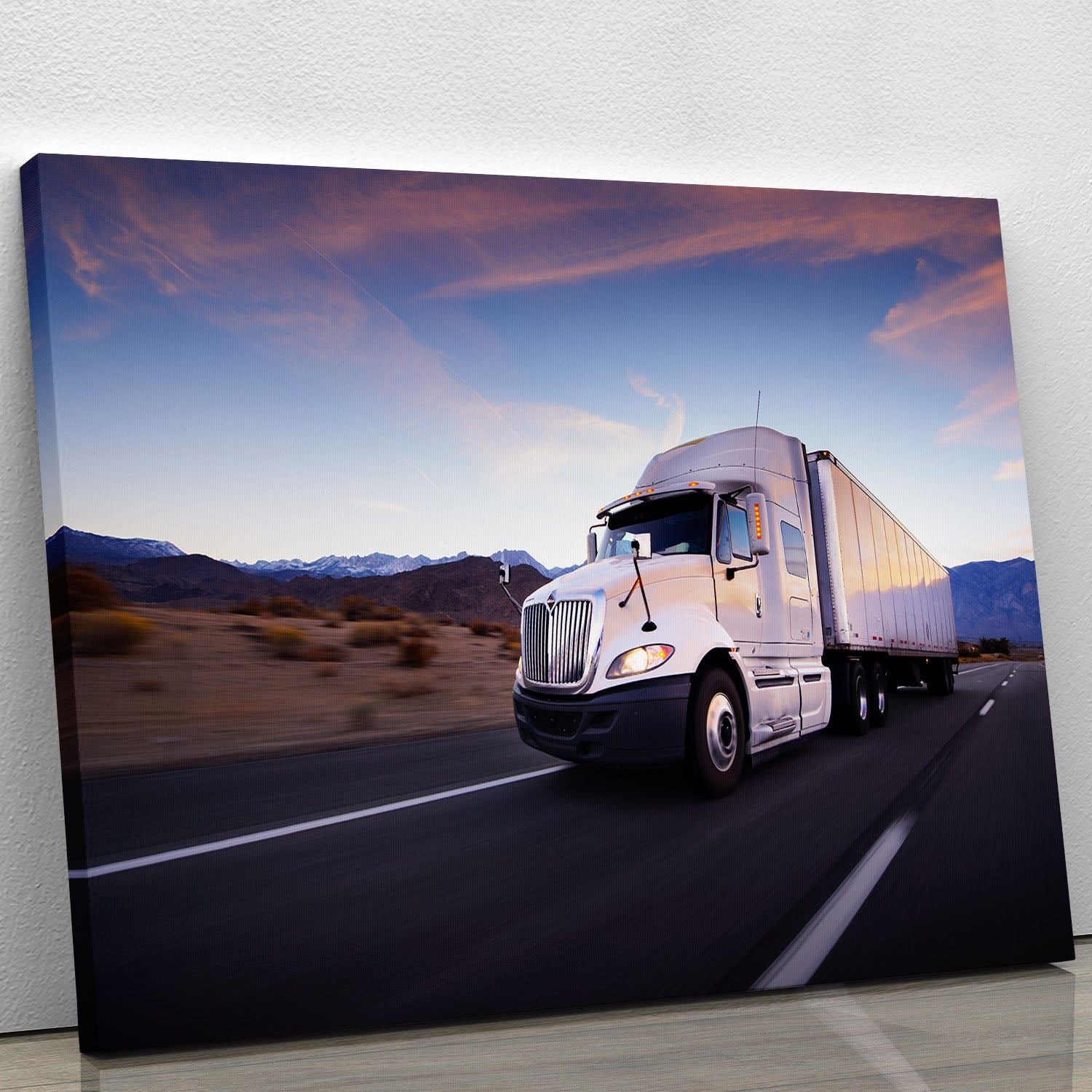 Truck and highway at sunset Canvas Print or Poster - Canvas Art Rocks - 1