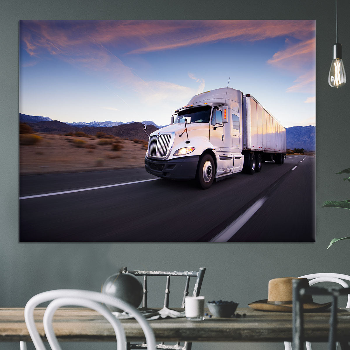 Truck and highway at sunset Canvas Print or Poster - Canvas Art Rocks - 3
