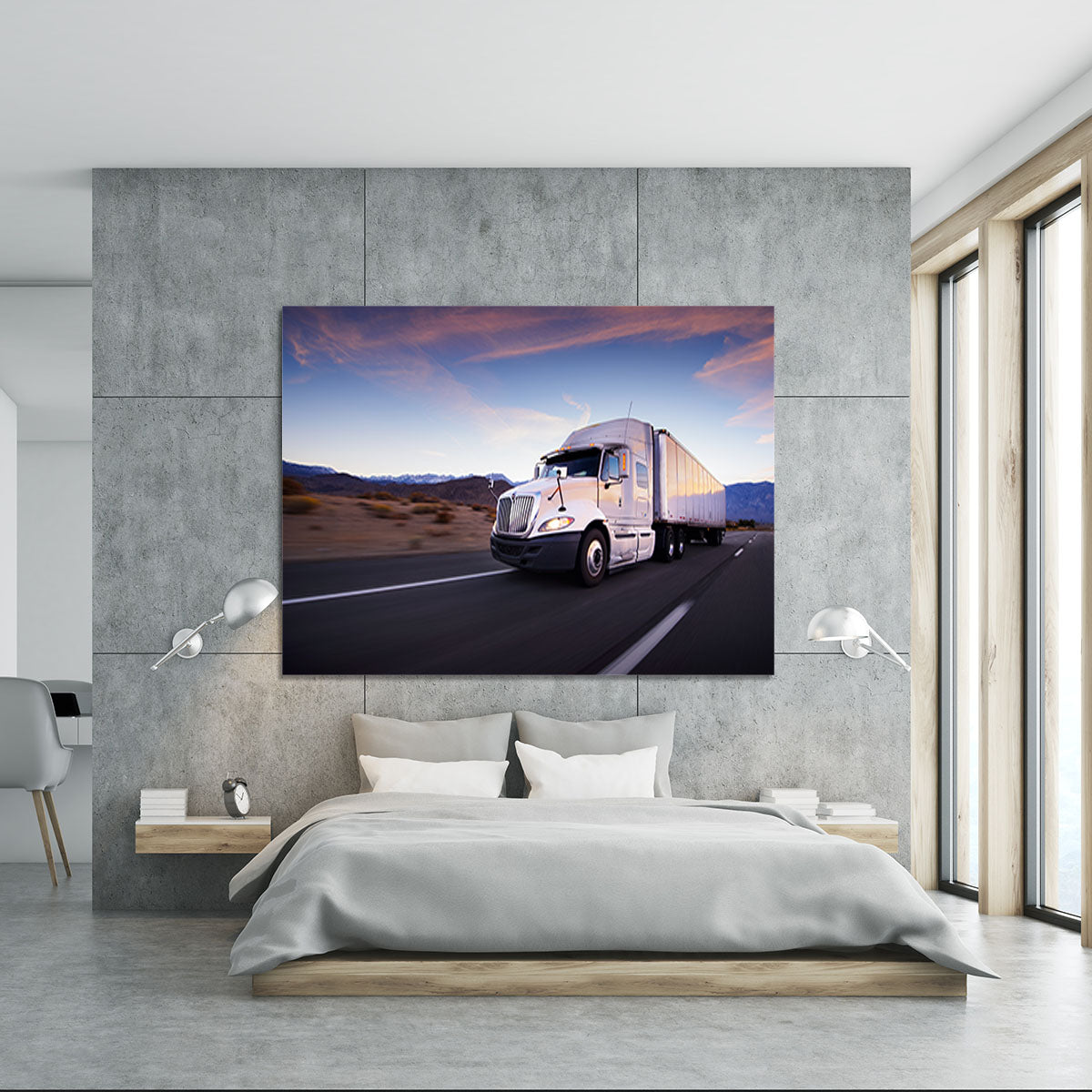 Truck and highway at sunset Canvas Print or Poster - Canvas Art Rocks - 5