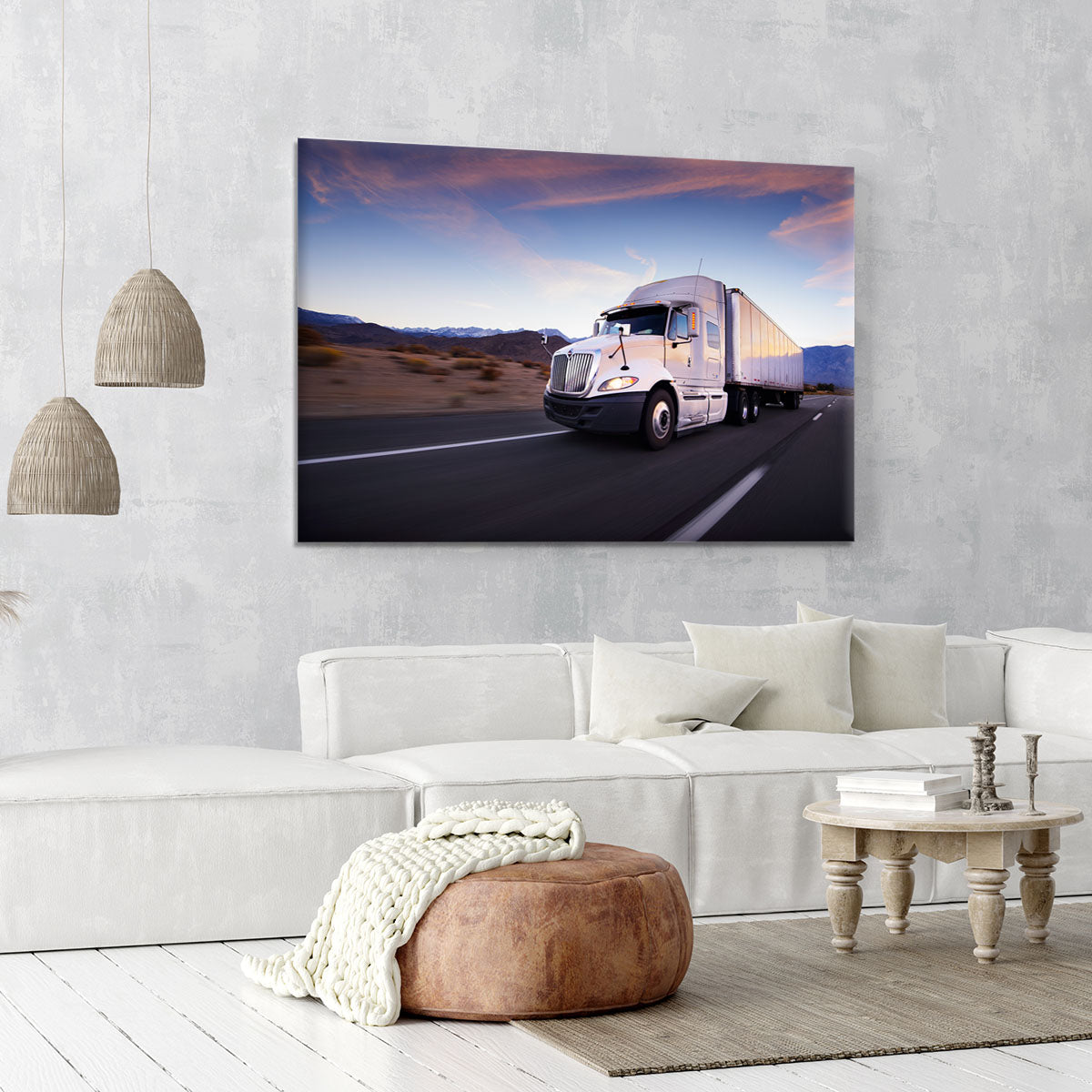 Truck and highway at sunset Canvas Print or Poster - Canvas Art Rocks - 6