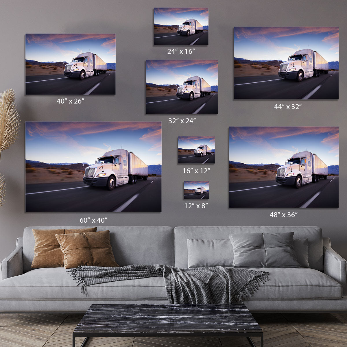 Truck and highway at sunset Canvas Print or Poster - Canvas Art Rocks - 7