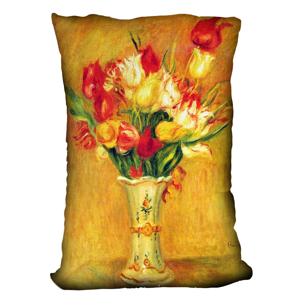 Tulips in a Vase by Renoir Cushion