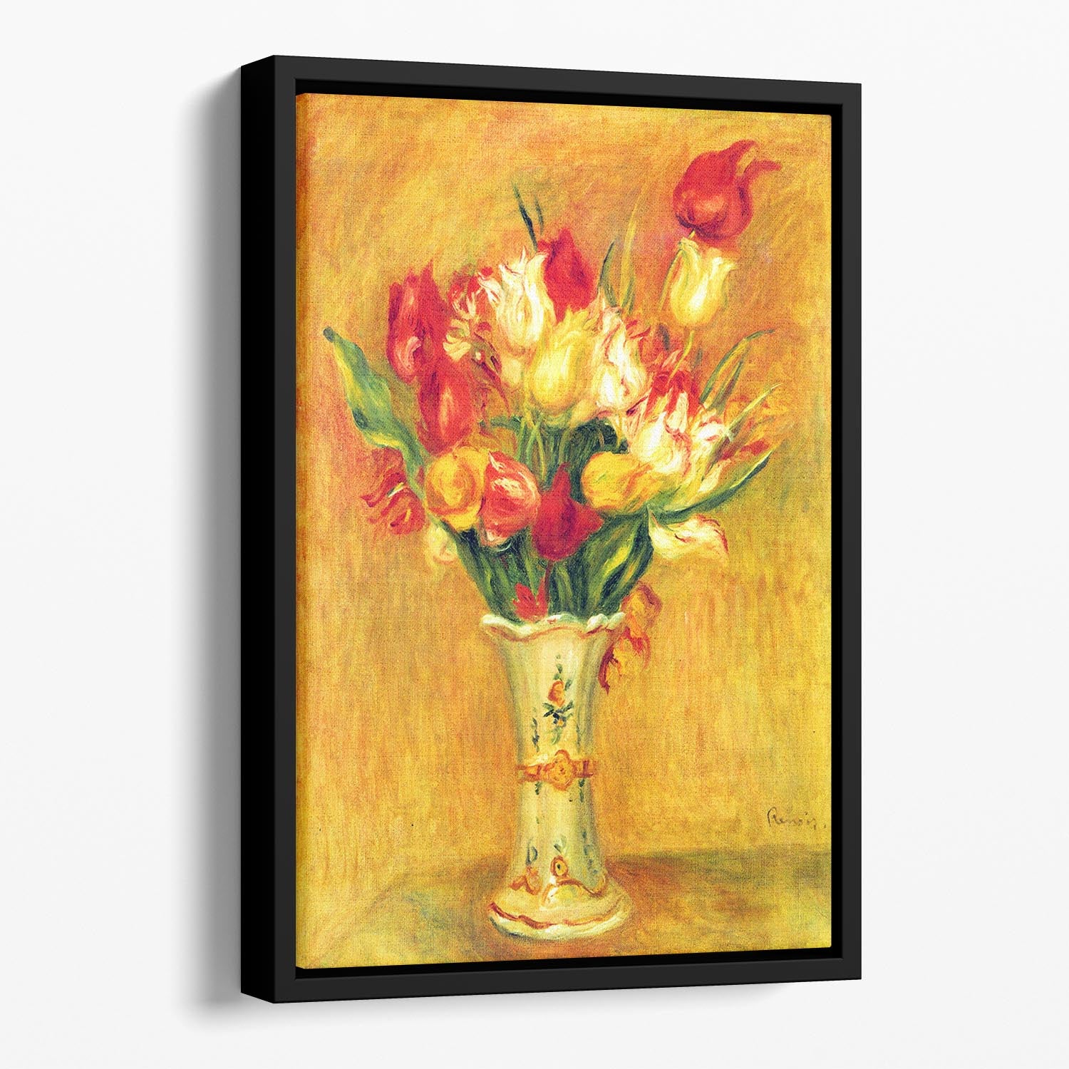 Tulips in a Vase by Renoir Floating Framed Canvas