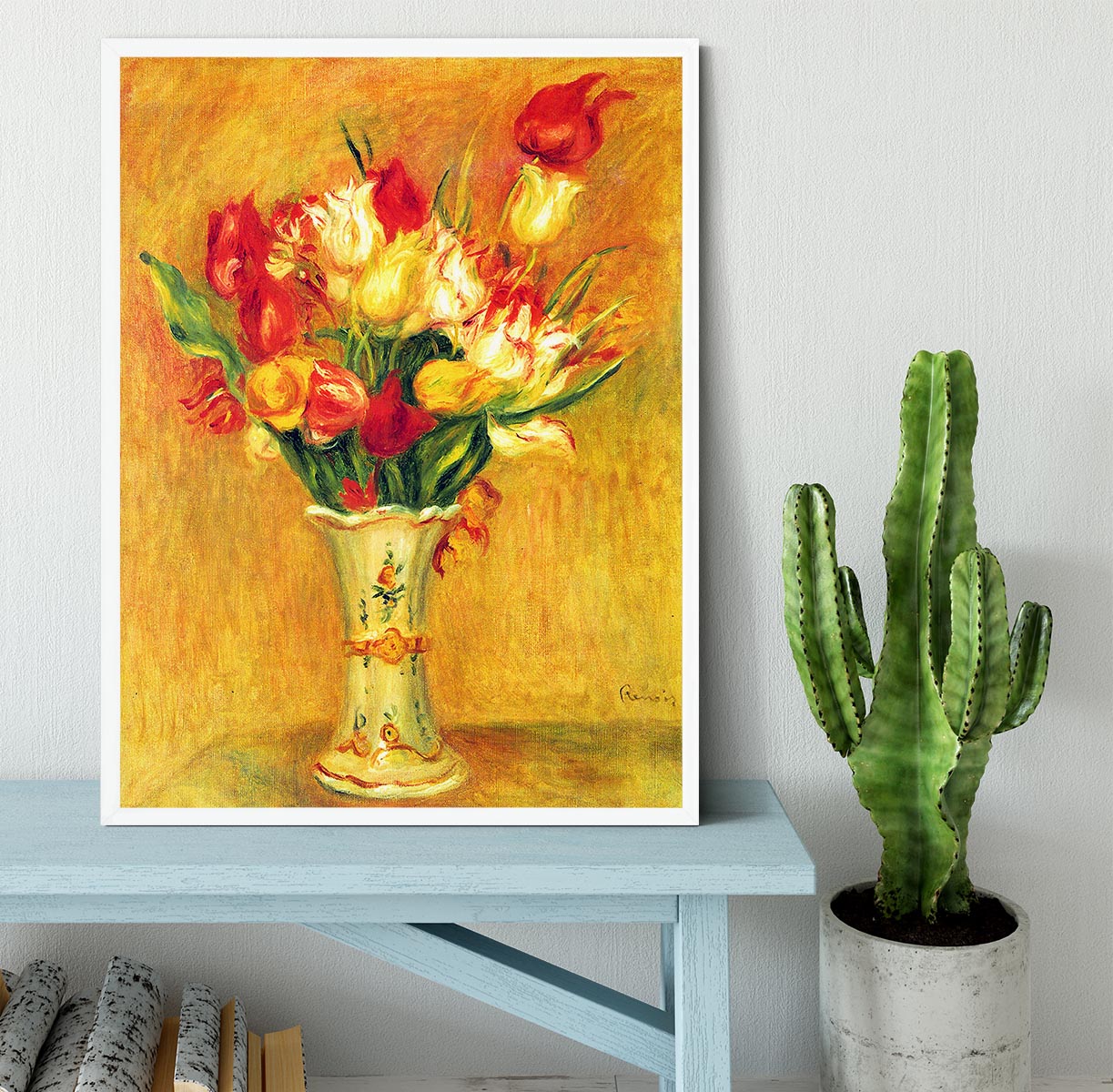 Tulips in a Vase by Renoir Framed Print - Canvas Art Rocks -6