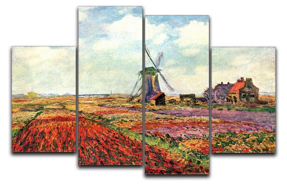 Tulips of Holland by Monet 4 Split Panel Canvas  - Canvas Art Rocks - 1